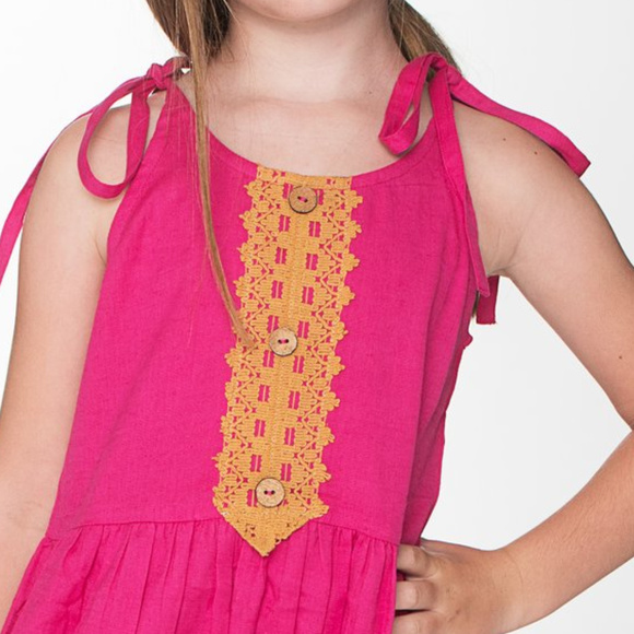 NEW Boho Kids Hot Pink Jumpsuit w/ Lace Detail - Picture 4 of 5
